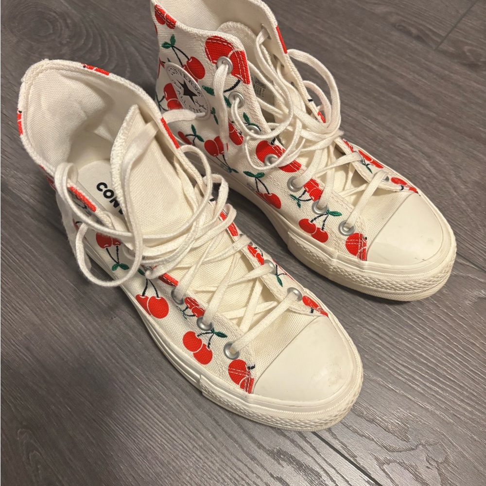 Converse Women's White Cherry High-Top Sneakers